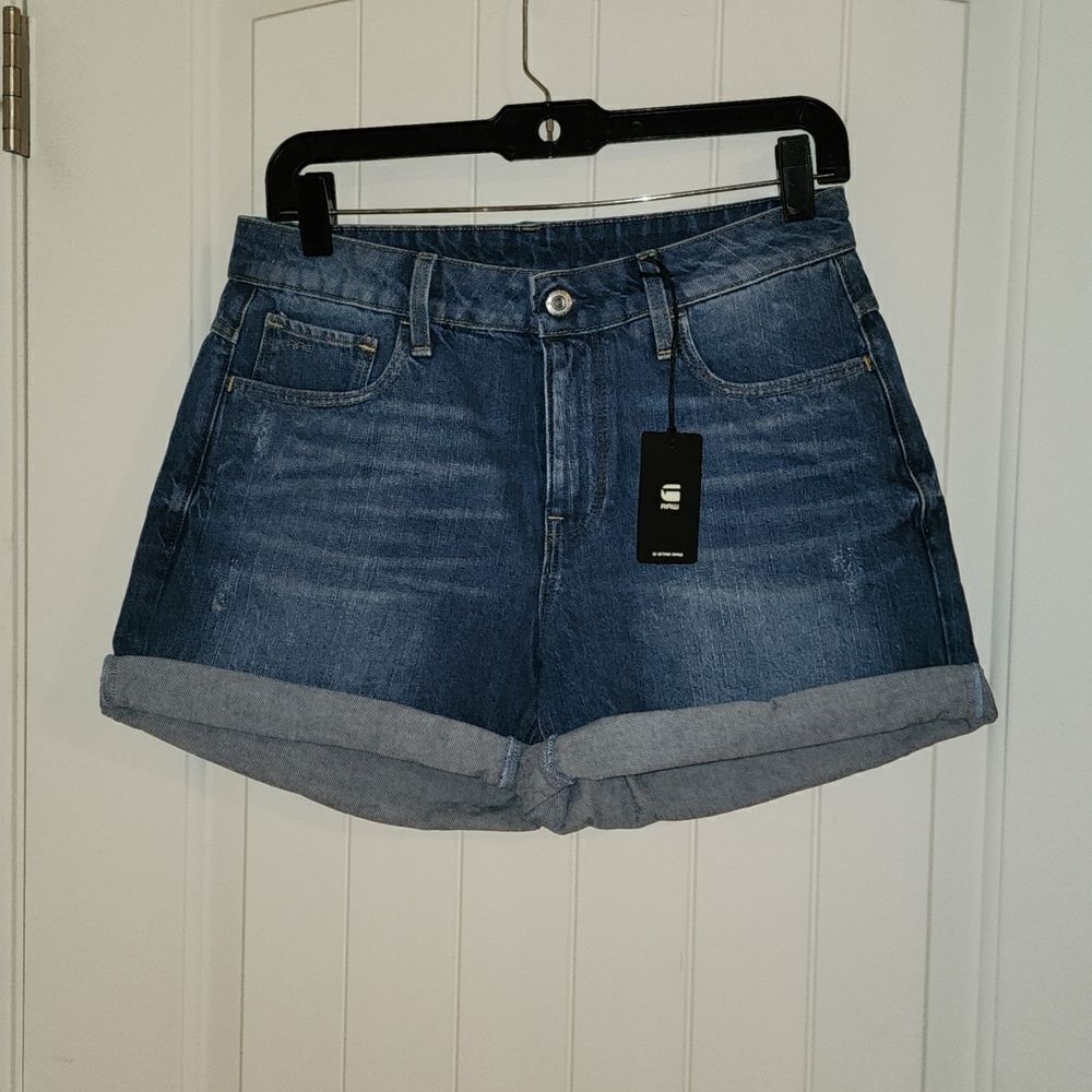 G-Raw 3301 High Boyfriend Shorts in Size 28 Color Medium Aged